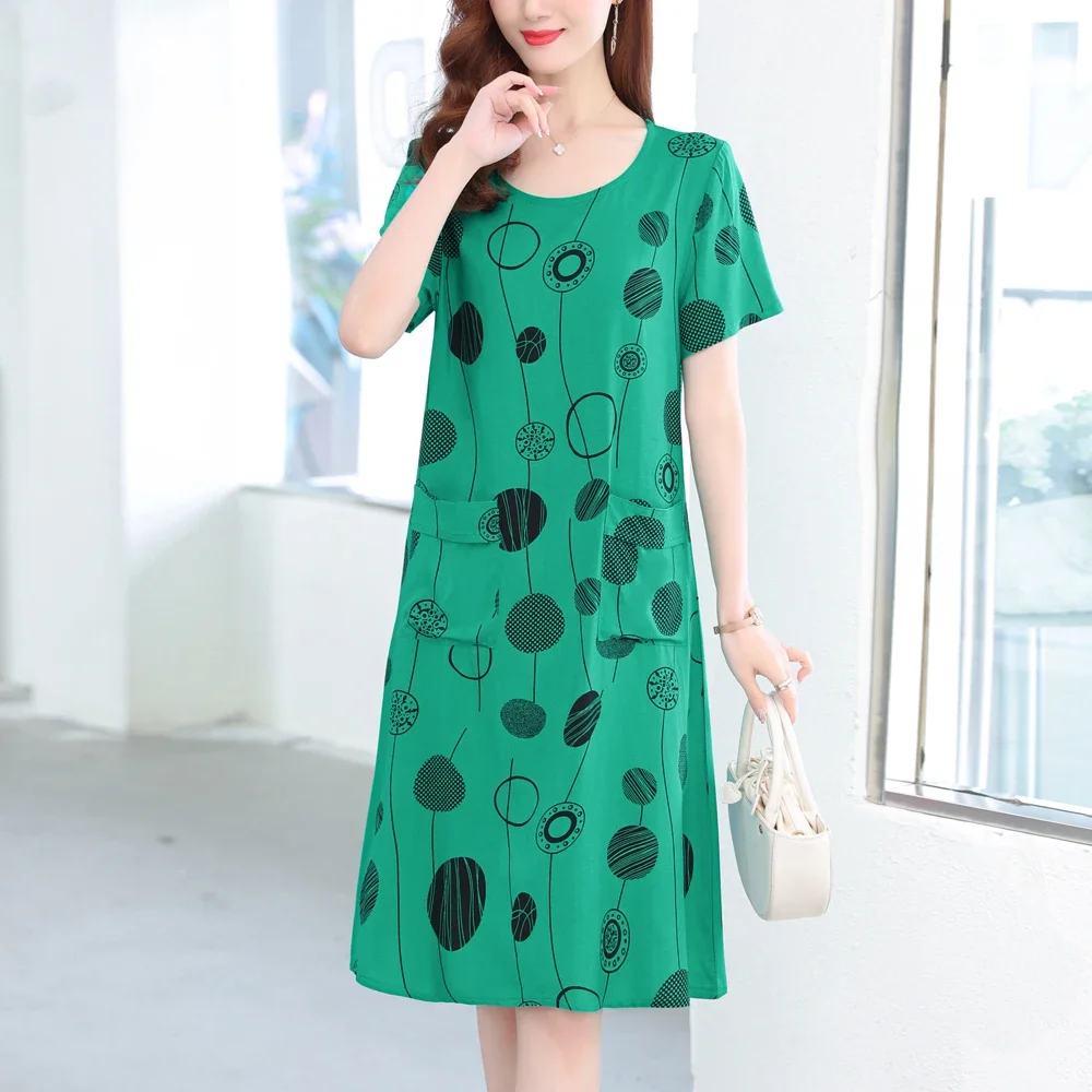 

New Casual Print Dresses Summer Dresses For Women 2023 Vintage Dress Fashion Plus Size Short Sleeve Women Clothing B182