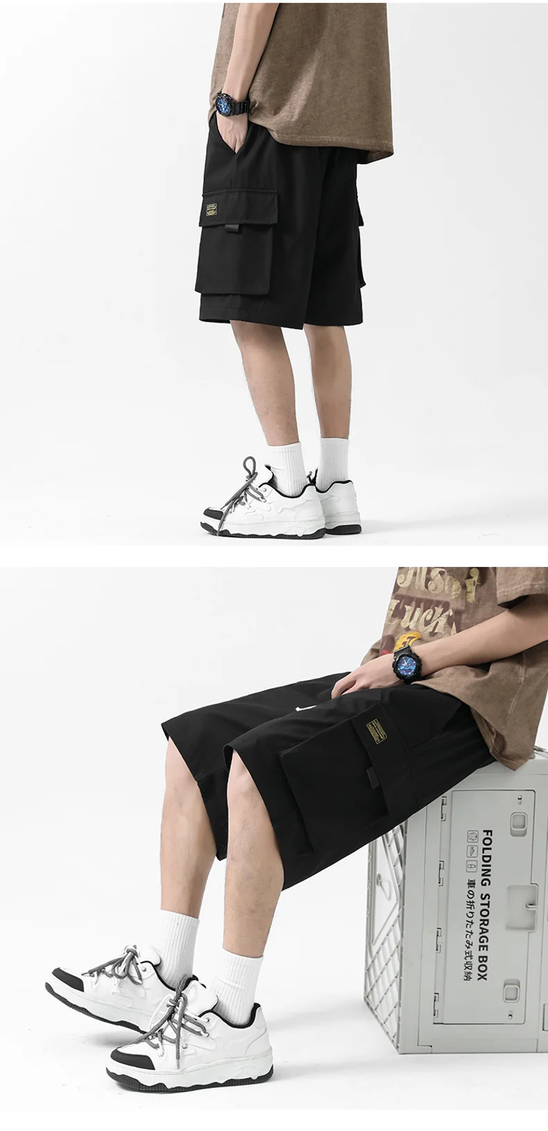 Summer Mens Workwear Shorts Five-point Casual Pants Loose Straight Guard Quick Dry Beach Japanese Sweatpants