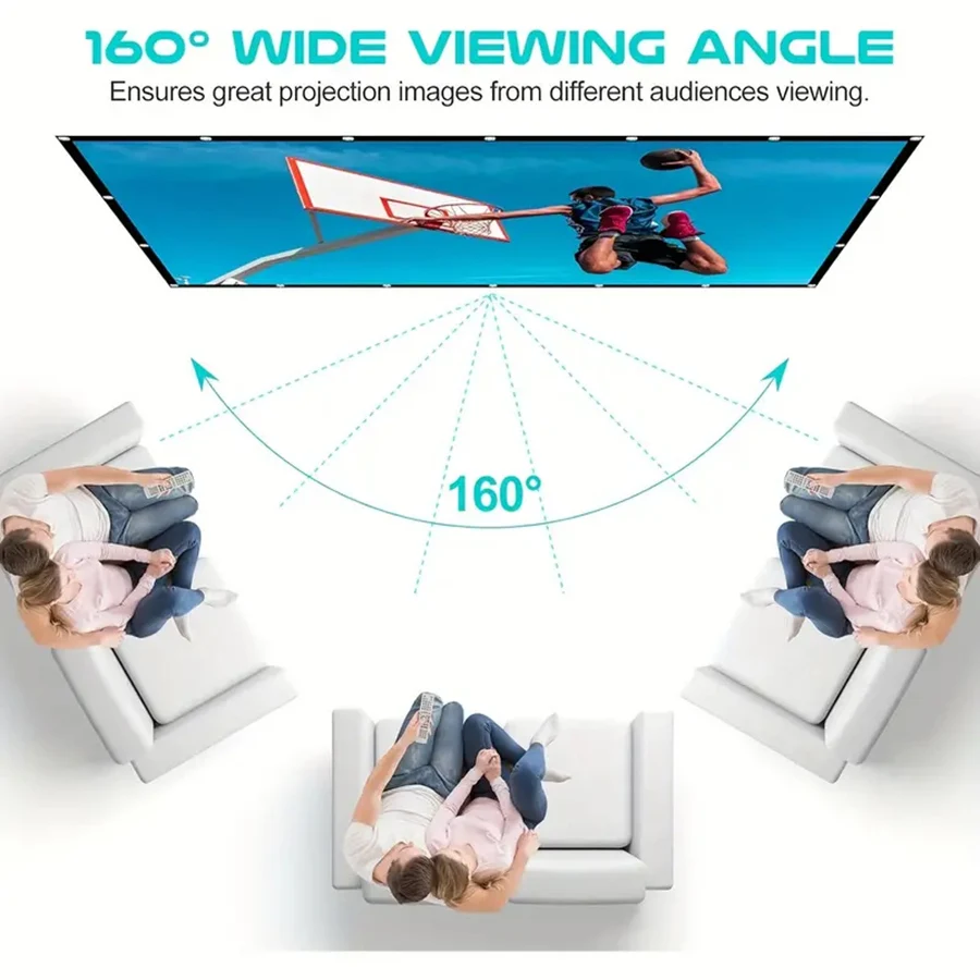 Projector Screen 60-150 inch white soft screen easy to clean and move supports double-sided projection