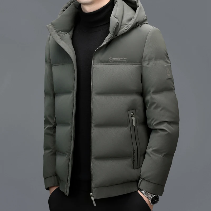 YX-5803 Extreme Cold Warm Down Jacket Men's Thick Winter White Duck Down Collar Jacket New Cold Proof Hat Detachable