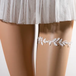 NZUK Leaf Bride Sexy Lace Wedding Garter Belt Bridal White Elastic Thigh Leg Garter For Women Wedding Accessories