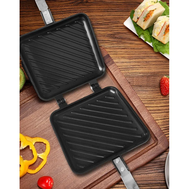 1 Stück gegrillte Sandwich maschine Brot Toast Frühstücks maschine Antihaft-Aluminium Flip Pan Küchen werkzeug