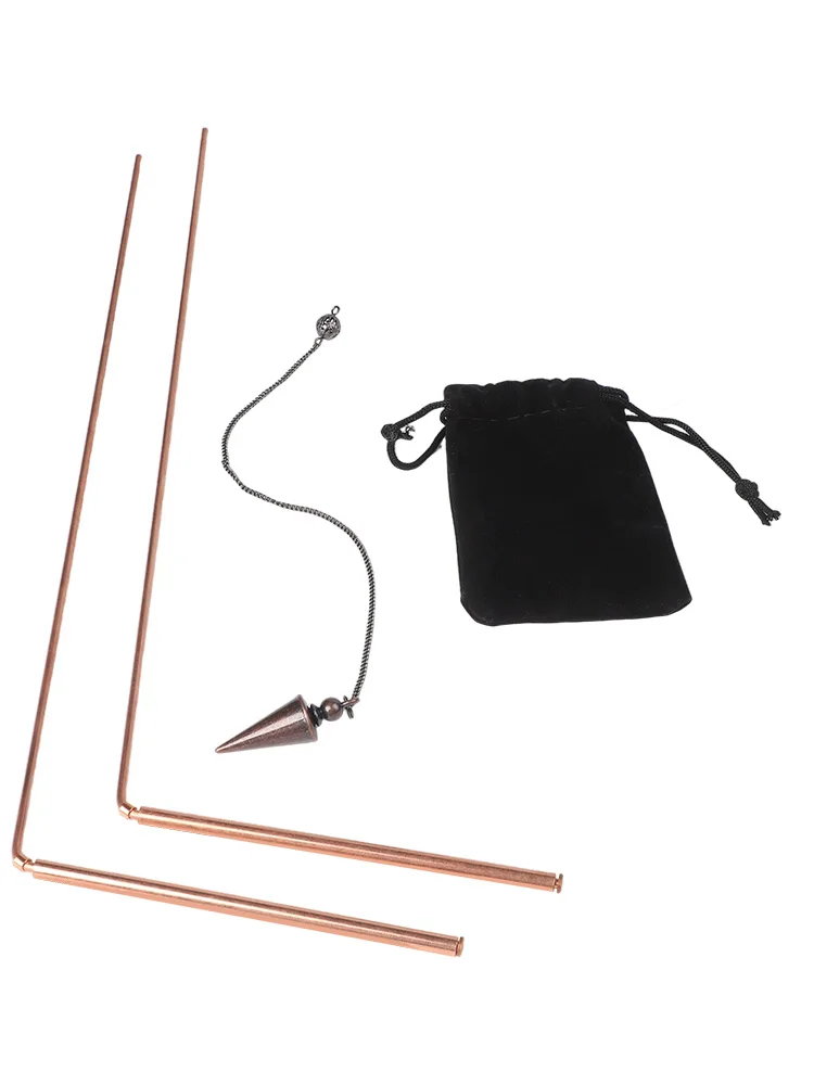 2pcs 99.9% Copper Dowsing Rod Psychic And Divination Copper Pendulum Kit Portable Dragon Seeking Detachable Tool