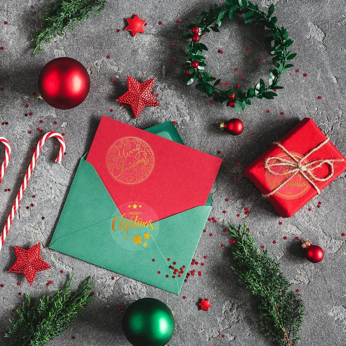 Festive Transparent Merry Christmas Stickers - 500pcs 1-Inch Round Self-Adhesive Labels for Holiday Decor & Celebrations