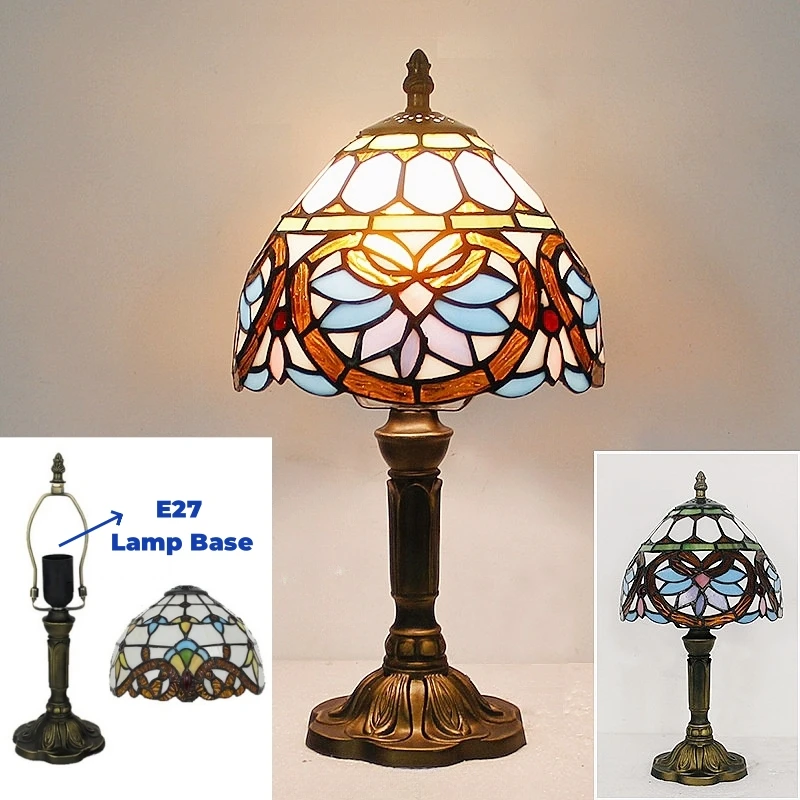 E27 Retro Baroque LED Table Lamps Mediterranean Vintage Stained Glass Bedroom Reading Cafe Bar Decor Desk Lights With EU/US Plug 6