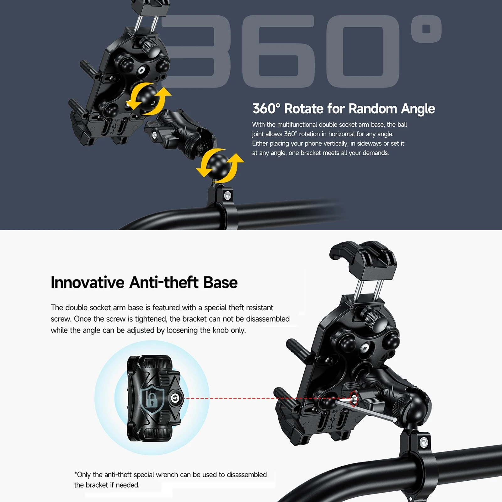 For 5.4-7.2 inch Cellphone Ulefone Armor Mount Pro Universal Bicycle Handle Phone Holder Suit for 5.4-7.2 inch Cellphone