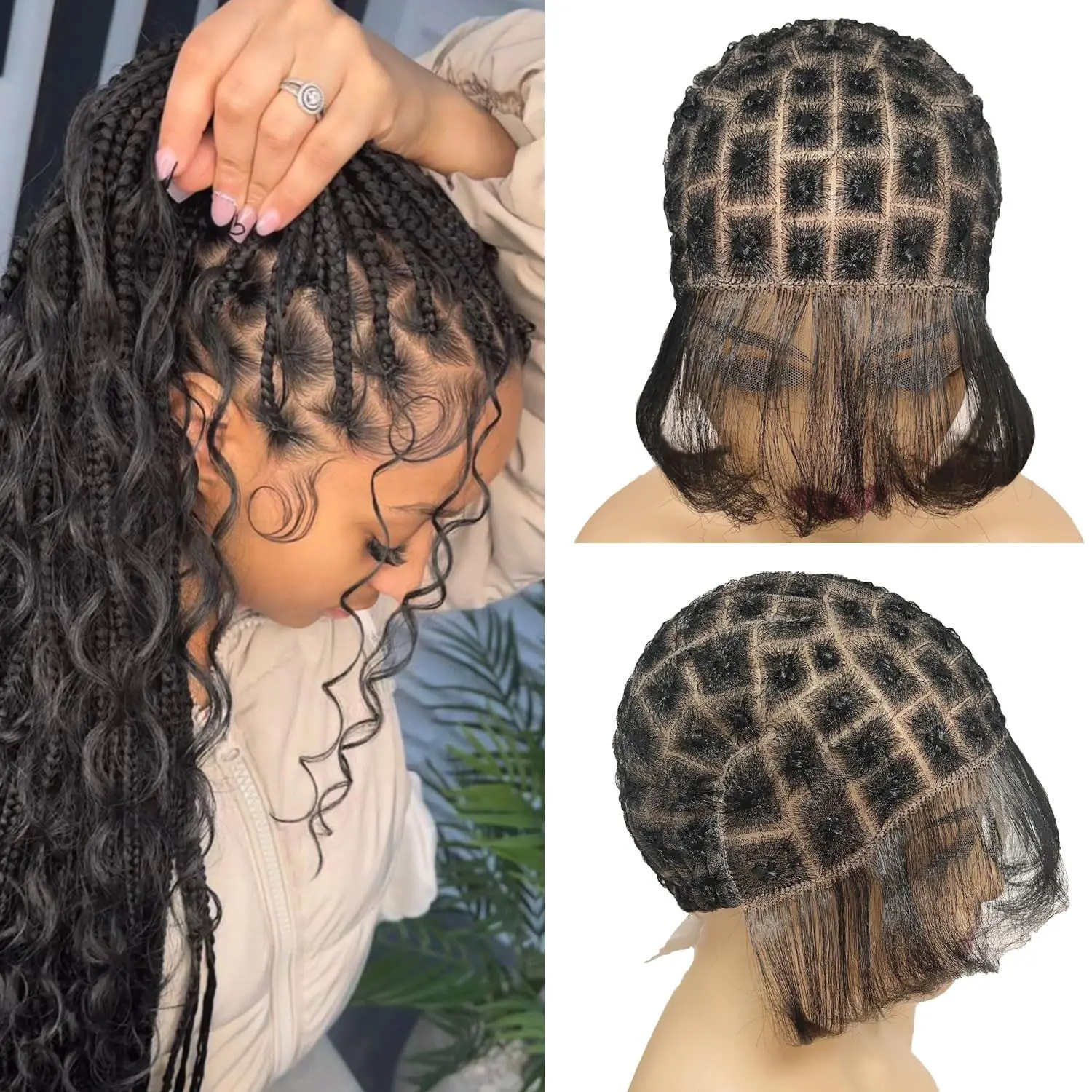 Wig Caps Braided for Crochet Braids Full Double Lace With Baby Hair Suitable for Making Crochet Wigs with Bangs