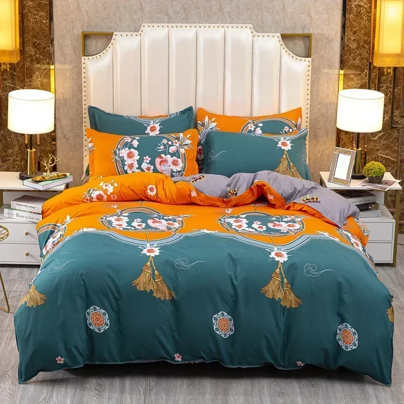 Cartoon Print Home Bedding Set Queen Soft Comfortable Duvet Cover