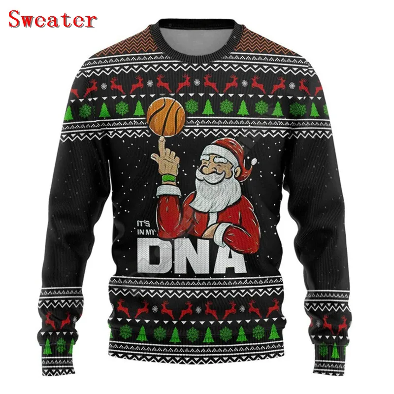 Santa Claus 25 Basketball Christmas Ugly 3D All Over Printed Hoodies Streetwear Women For Men Sweater/Sweatshirt/Zipper Hoodies