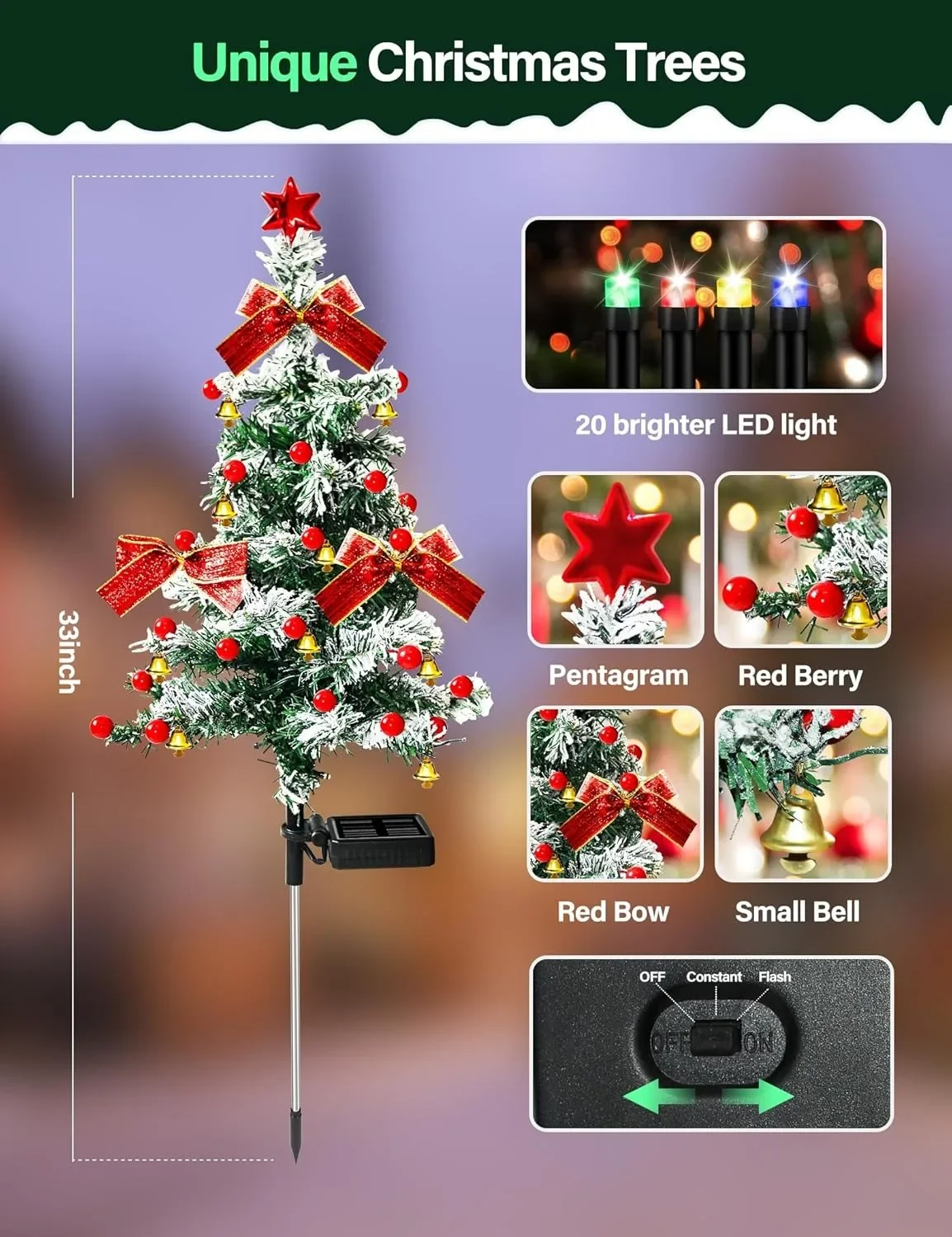Christmas Tree Light Solar Powered Cedar Waterproof Outdoor Light Garden Lawn Christmas New Year's Garland Festival Party