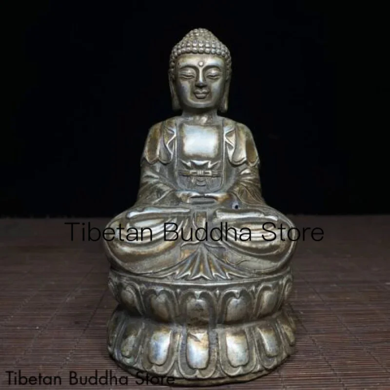 

5.4" old China antique Sterling Silver Buddha statue of Sakyamuni statue