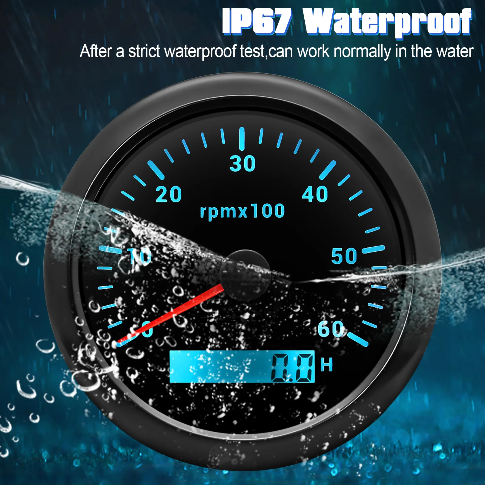 85mm Tachometer With 7 Colors Backlight 3000 4000 6000 RPM Meter With Digital Ho