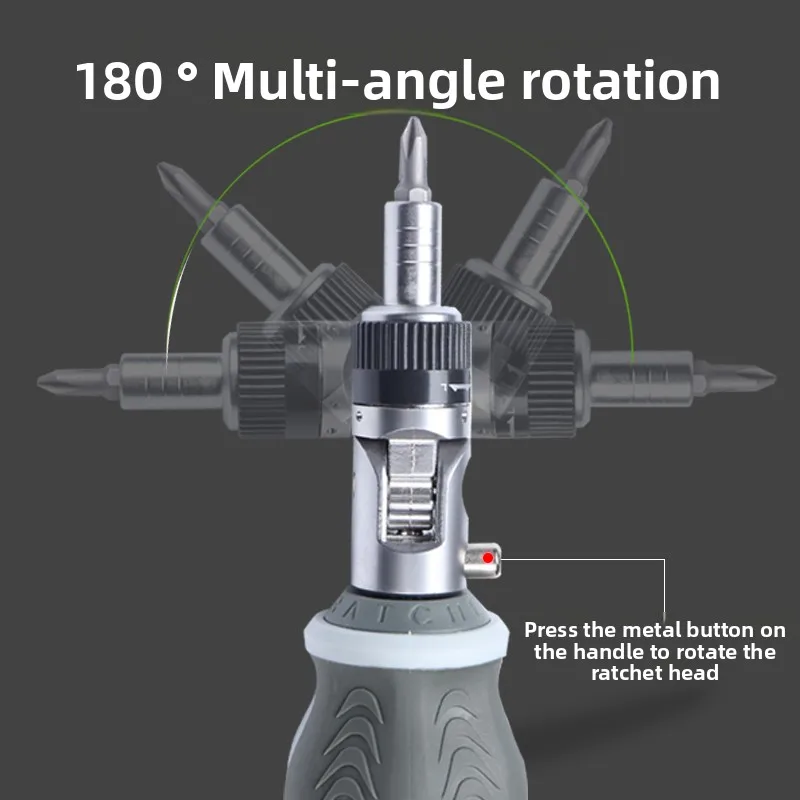 Compact 8-in-1 Adjustable Multifunctional Ratchet Screwdriver Set