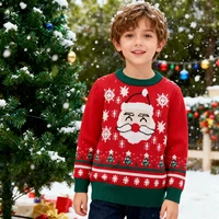 Christmas Boys Girls Sweaters Winter Children Cartoon Santa Claus Knitted Pullover Sweaters Warm Outerwear Kids Casual Clothing