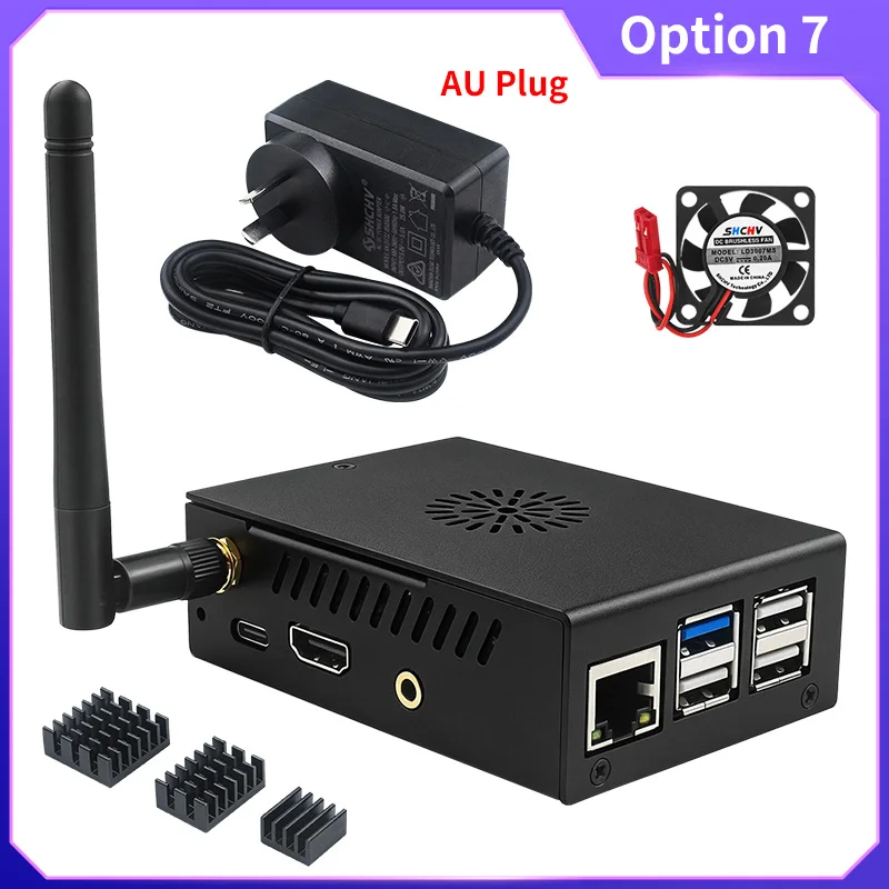 Enhanced Metal Protective Case with Cooling Fan and Antenna for Single Board Computers - Black Box Edition