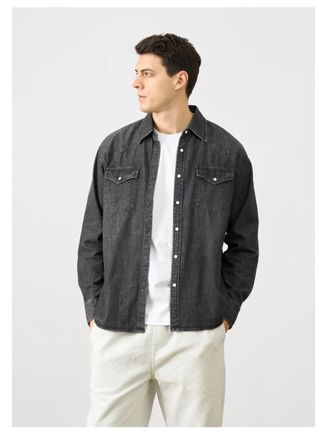 Denim shirt in washed black