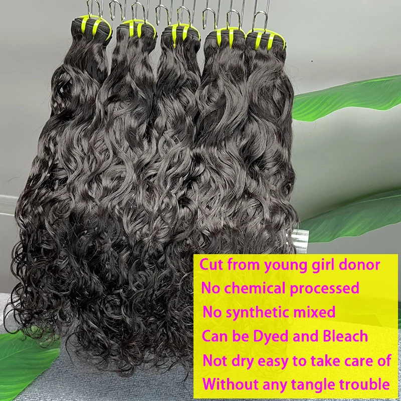 Vietnamese Water Wave Bundles Human Hair Raw Virgin Hair Weave Extensions Natural Wavy 100% Human Hair Double Weft Natural Color 2
