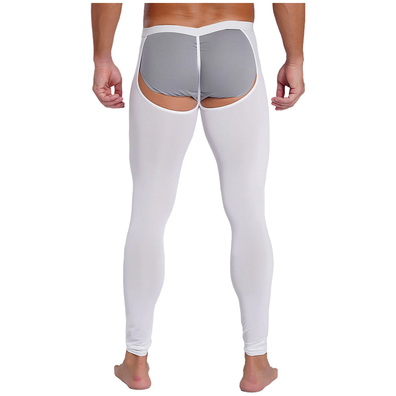 Sexy Low Waist Open Butt Leggings Back Cutout Pants Solid Color Elastic Waistband Skinny Pants Tights Lingerie Exotic Nightwear