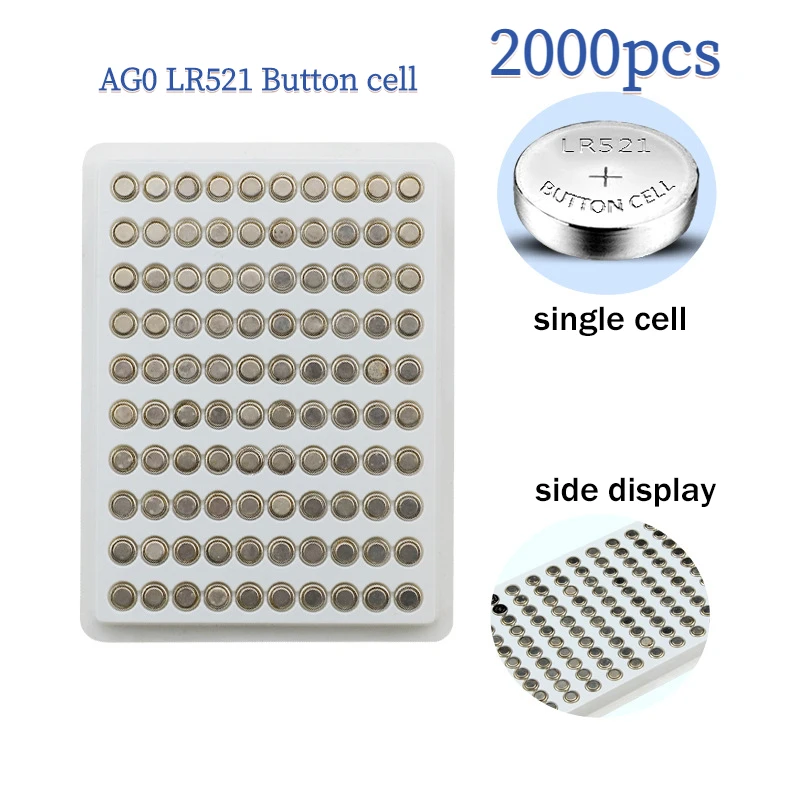 

2000PCS AG0 Button Batteries LR69 LR521 379A SR521SW D379 Cell Coin Alkaline Battery 1.55V V379 SR63 for Watch Toys Remote