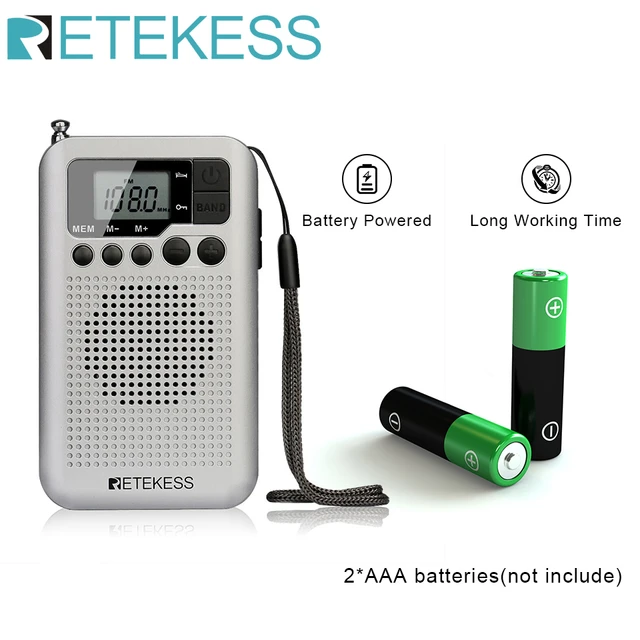 Retekess TR106 mini radio de bolsillo radios portatil am fm radio pequeña  AAA pilas altavoz estéreo pantalla LCD toma de auriculares función del  reloj - AliExpress