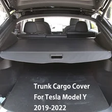 Rear Trunk Cargo Cover For Tesla Model Y 2019-2022 Shutter Retractable Luggage Carrier Security Partition Shield Accessories tanie tanio POLIESTER CN (pochodzenie) Guangdong Tylny regały i akcesoria 100kg car trunk dock Trunk Cargo Cover with hook model y cover for Tesla Model Y 2021
