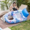 Women Patterned Inflatable Swimm Pool Float Mat,Sized Giant Float With Headrest, Floating Raft Water Rest Room On The Lake 6