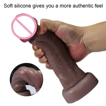 Dark Big Glans Realistic Dildos Soft Penis Dick Adults Vagina Anal Sex Toys With Suction Cup Cunt Panties Faloimetaor For Women 4