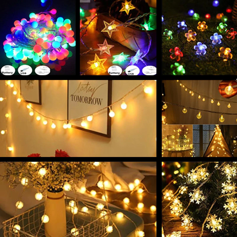 

Battery USB 220V 110V Operated Cherry Balls LED Fairy String Lights 2M 5M 10M Wedding Outdoor Christmas Room Garland Decoration