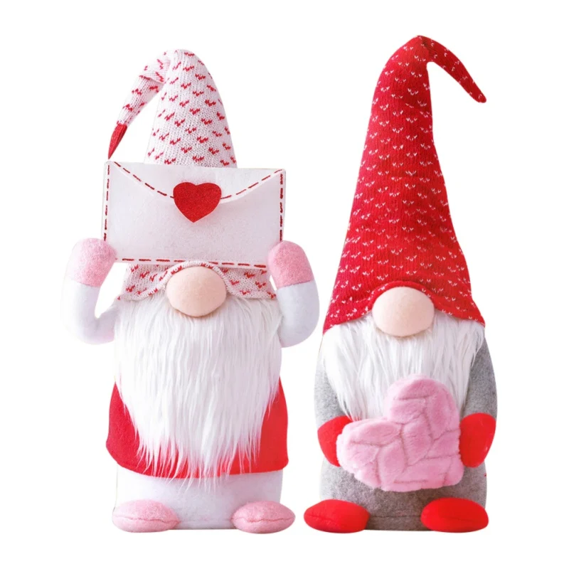 Valentines Day Faceless Gnome Plush Doll Envelope Love Heart Elf Doll Home Desktop Ornaments Wedding Party Figurines Decoration 6