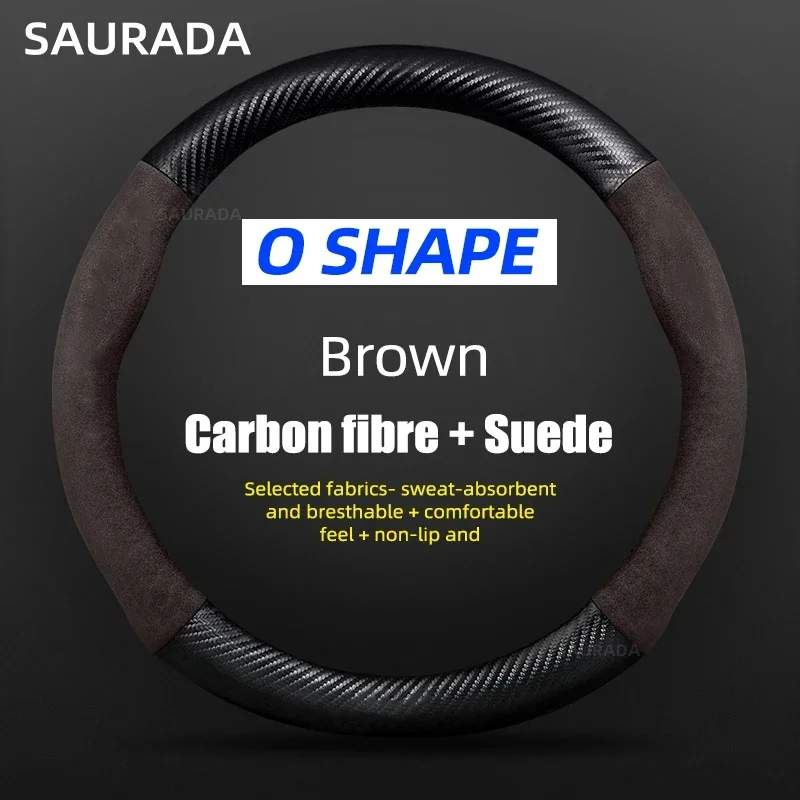 Premium Car Leather Steering Wheel Cover – 15-Inch, Non-Slip Design