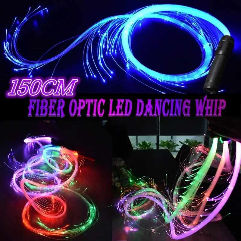 

150CM 360° Rotation Optic LED Fiber Dancing Whip More Modes and Effects Light Up Waving Holiday Lighting Fiber Optic Dance Whips