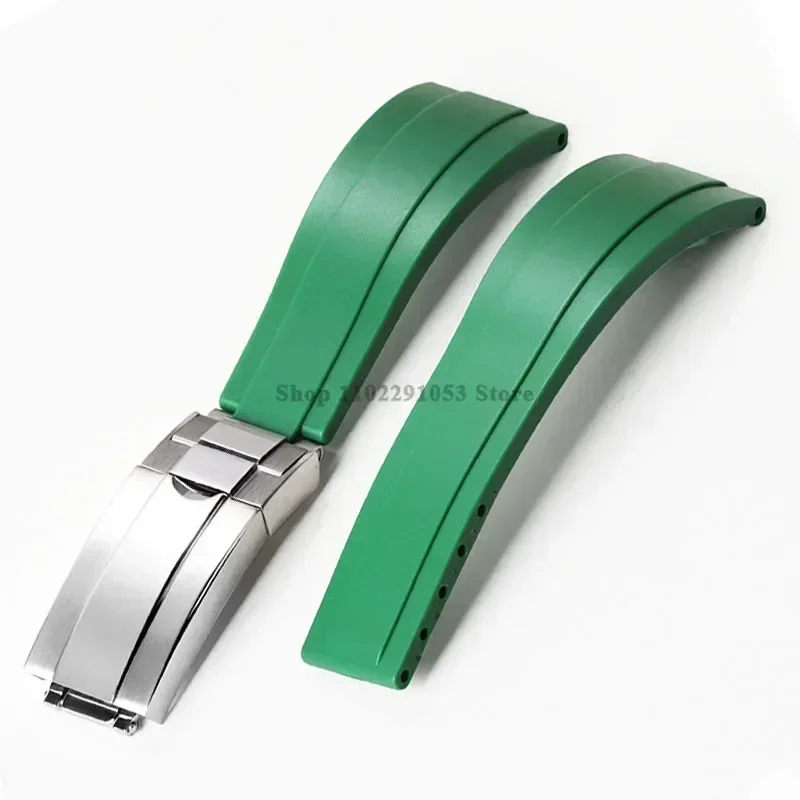 Waterproof Rubber Watch Strap – 20mm Silicone Sport Band with Fold Buckle