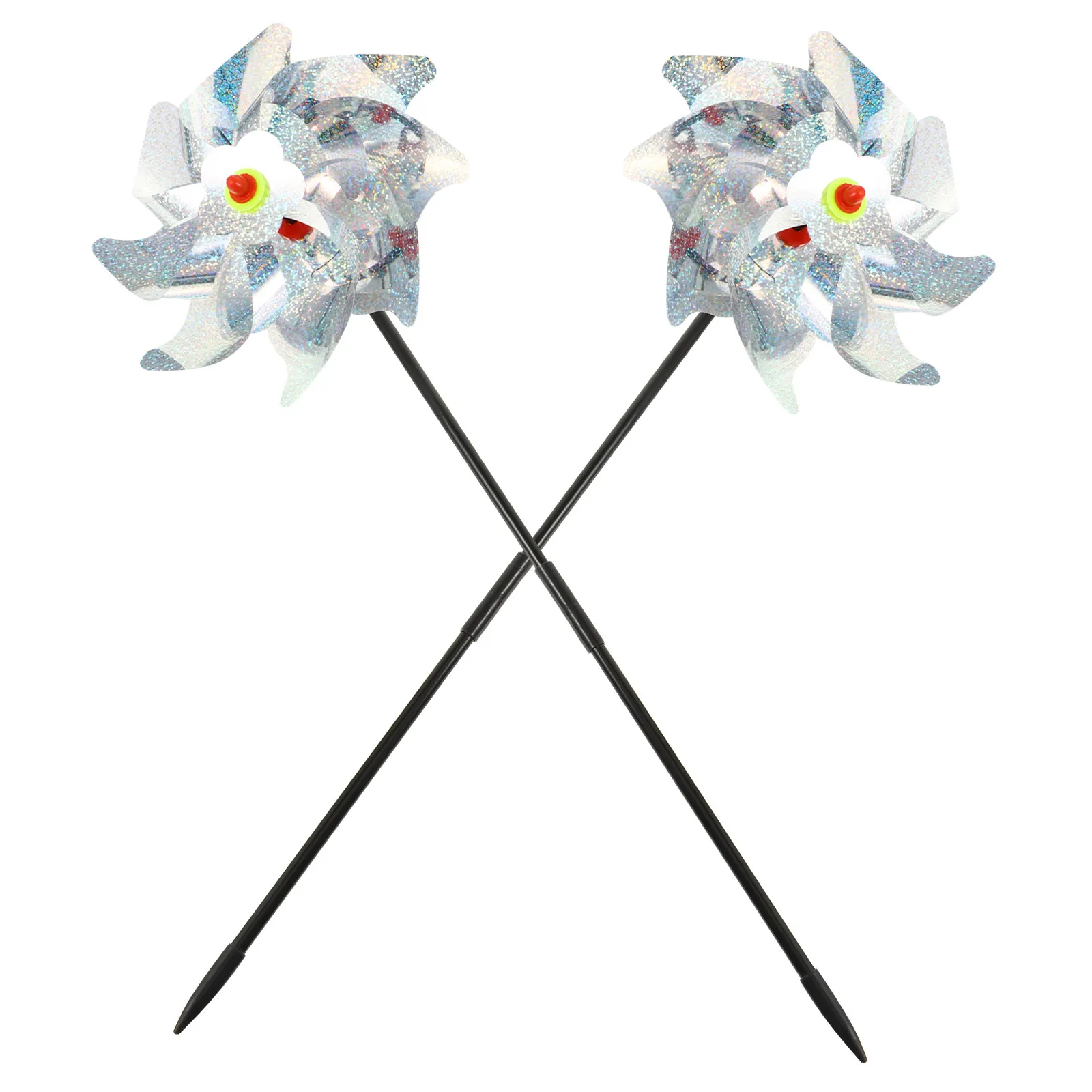 2개 세트 반짝이 바람개비, 정원 새 퇴치용, 과일 나무 마당 보호용, 야외 장식품