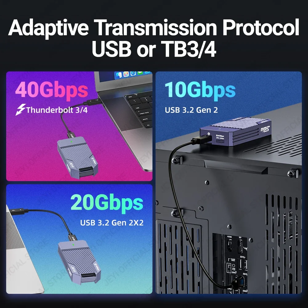 External Hard Drive Case SSD Enclosure JEYI 40Gbps USB 4.0 M.2 NVMe SSD Enclosure M2 To Type-c 4.0 Solid State Drive Case Compatible with Thunderbolt 4/3 USB 3.2/3.1/3