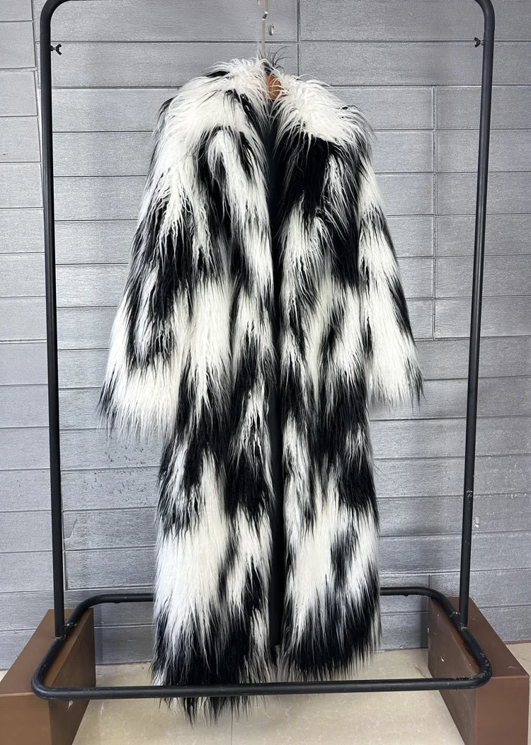 Long Colourful Faux Fur Winter Coat 12