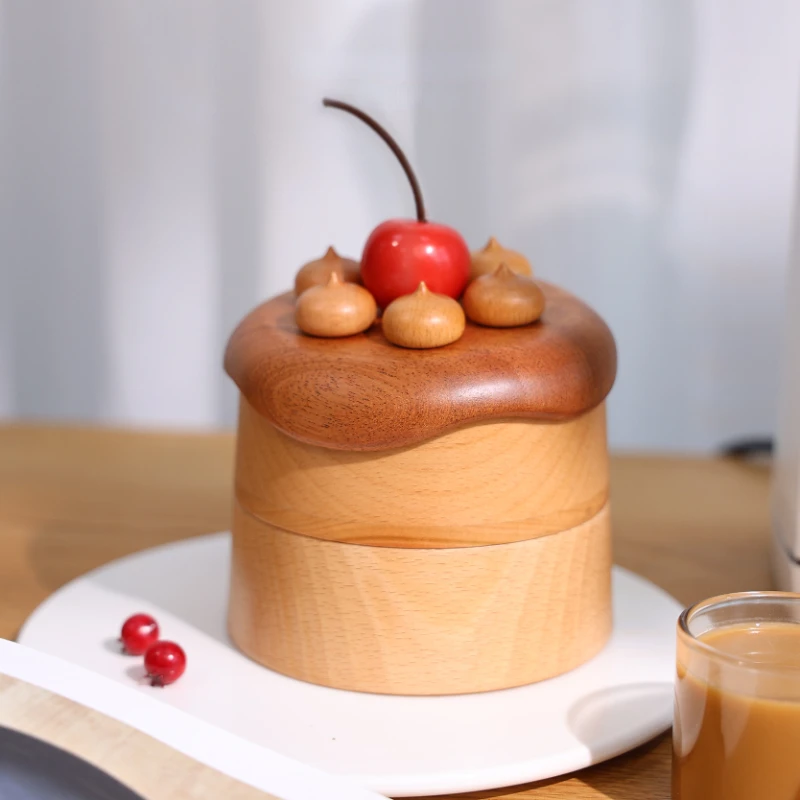 

Креативная шкатулка для украшений из вишневого торта, деревянное двухуровневое настольное украшение, шкатулка для хранения, домашний декор, украшение для гостиной