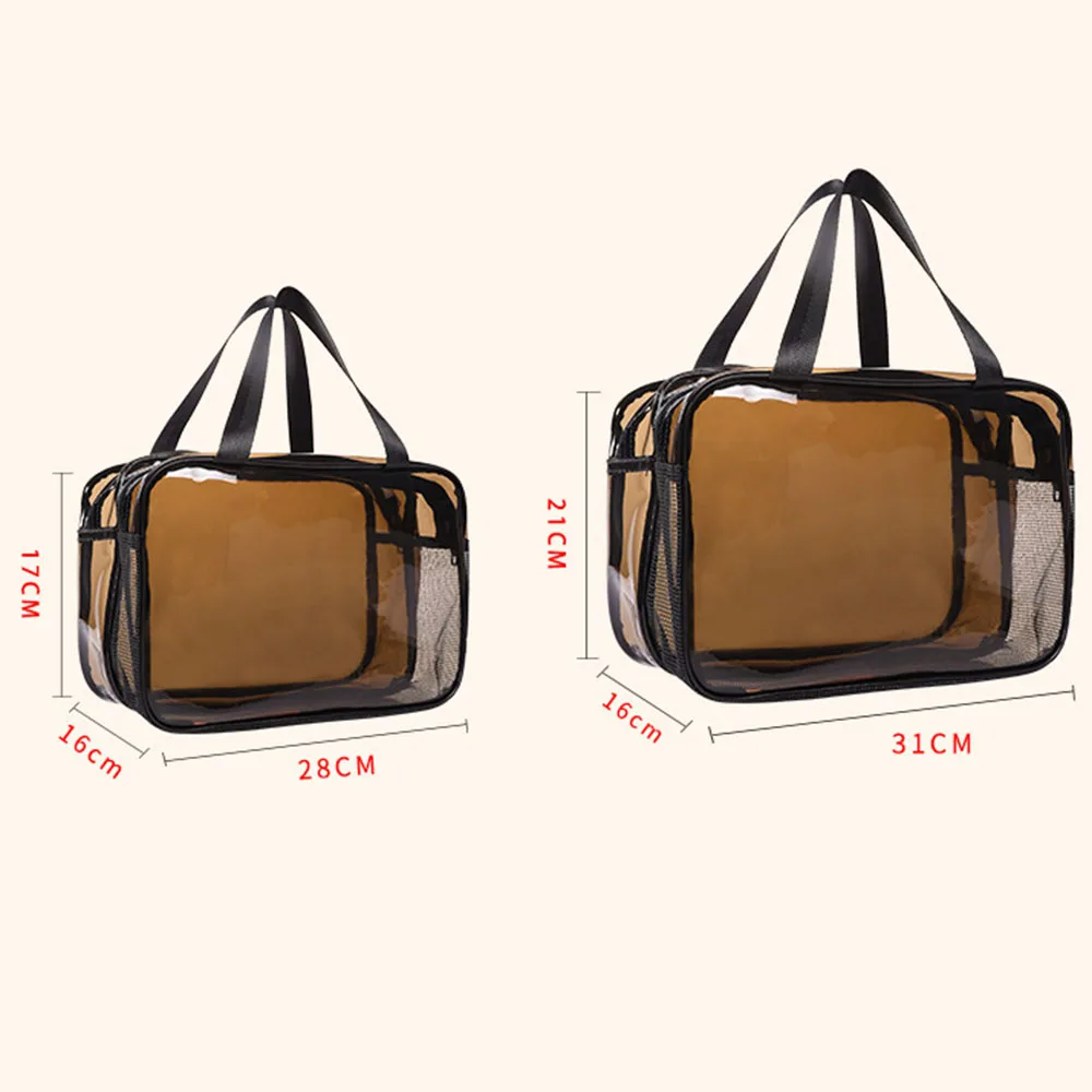 Simple transparent makeup bag double-layer waterproof  wear-resistant dry wet separation makeup bag bathroom washing storage bag 6