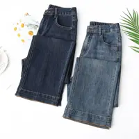 Autumn New Retro Slim Denim Straight Leg Pants Fashion Plus Size Women's Jeans Casual Lace Hem Full Length Bottoms 8659