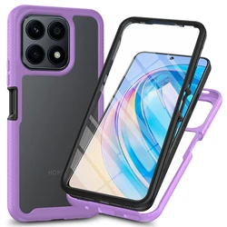 Shockproof Clear Phone Case with Built-in Screen Protector and Rugged Defender Design for PC and TPU (Lavender)