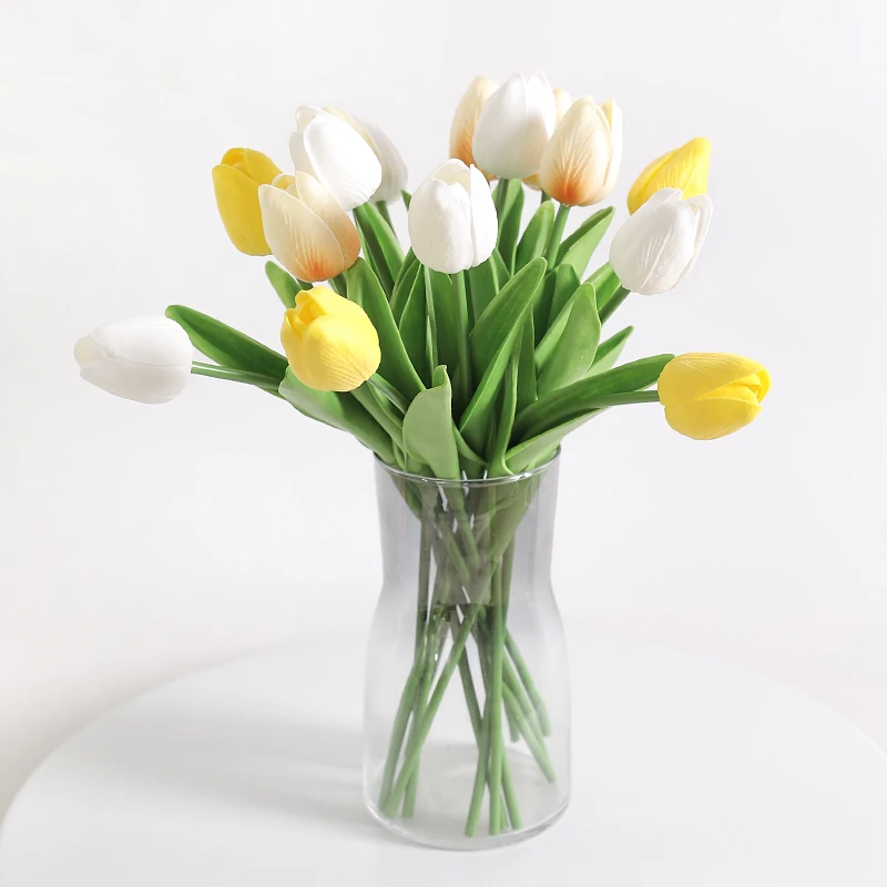 10 Stück Tulpen-Kunstblumen, fühlt sich echt an, künstlicher Blumenstrauß, künstliche Blumen für Hochzeitsdekoration, Hausgarten, Vasendekoration – Detail 12
