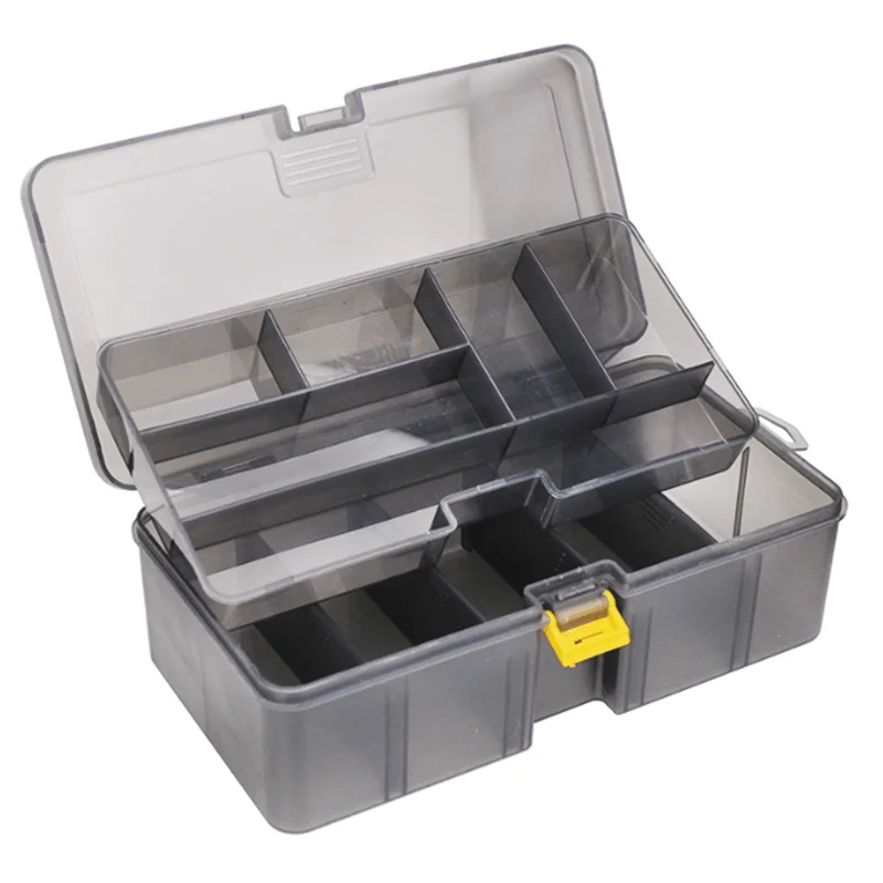 Portable double-layer transparent lure box, detachable panel, multi-functional fishing bait storage accessory fishing tackle box