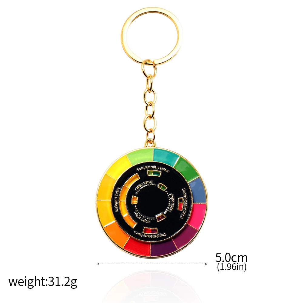 Spinning Color Compass Keychain Novelty Rotatable Palette Art