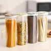 3Pcs Noodles Jars Transparent Box Large Capacity Sealed Jar Kitchen Organizer Moisture-proof Grain Noodles Storage Jar Round Can 4