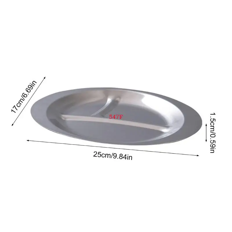 547F Portion Control Plates 3 Compartment Plates Stainless Steels Dining Plate