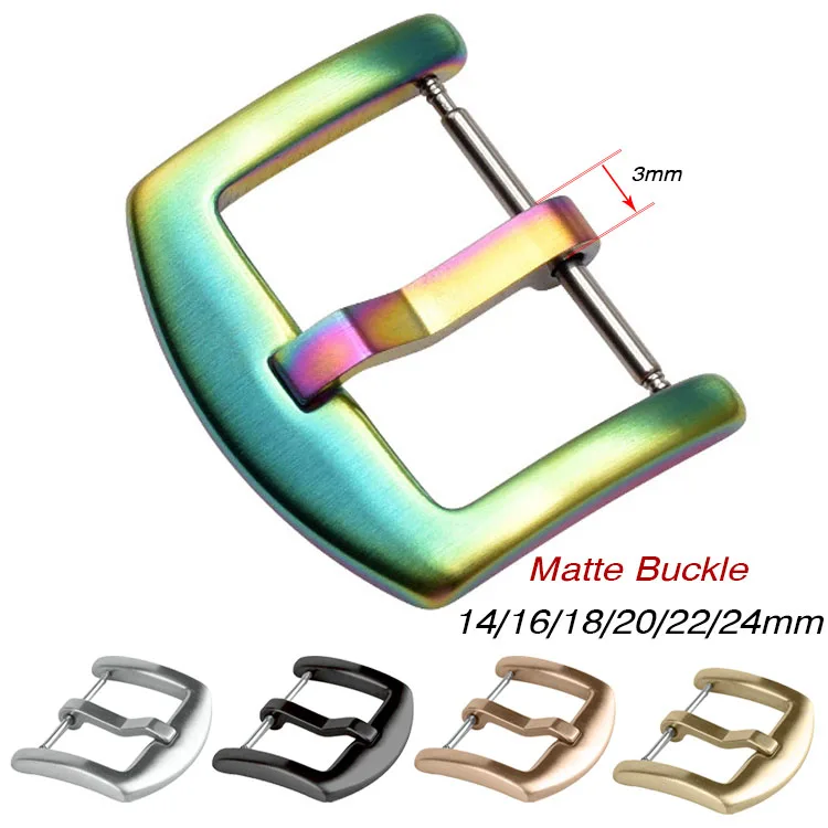 

Solid Matte Pin Buckle Watchband Strap Brushed Button 16mm 18mm 20mm 22mm 24mm 26mm 316L Stainless Steel Watch Clasp Accessories