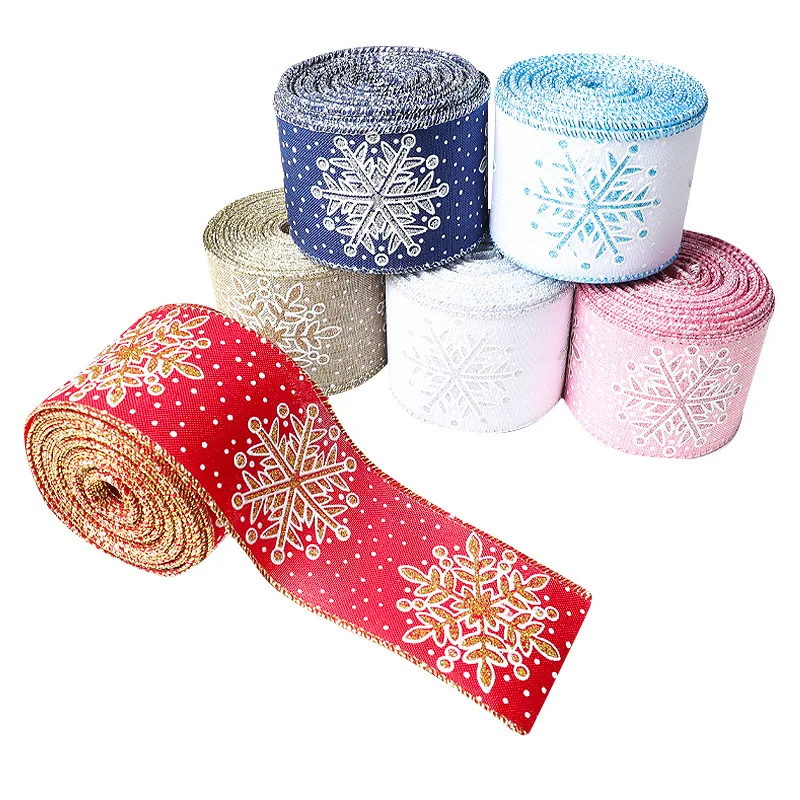 NASTRO IN POLIESTERE BIANCO/ROSSO/BEIGE CON DECORI NATALIZI 270