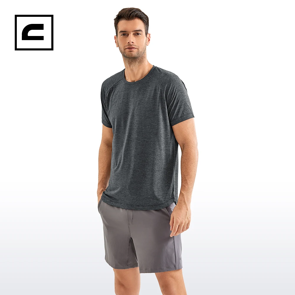 

CRZ YOGAMen's Lightweight Short Sleeve T-Shirt Quick Dry Workout Running Athletic Tee Shirt Tops