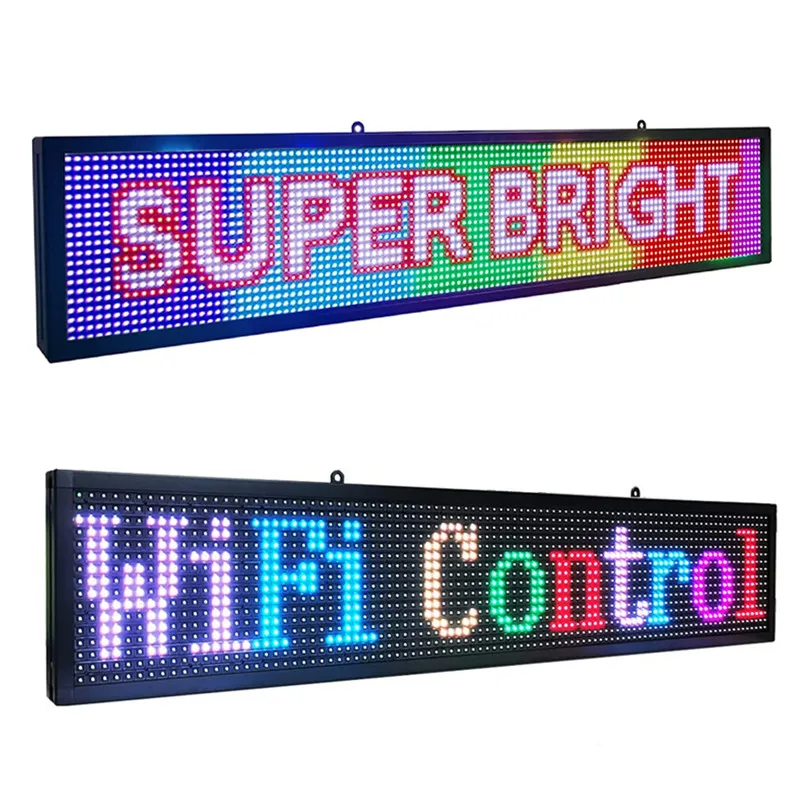 Full-Color P10 LED Sign Programmable WiFi Rolling Information LED Display  Digital Message Display Board by Wireles (1000X200mm))