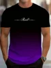 Men's Gradient Reset Letter 3D Printed T-shirt Summer Outdoor Casual Sports Quick Drying Short Sleeve Top Plus Size Men Clothing 4