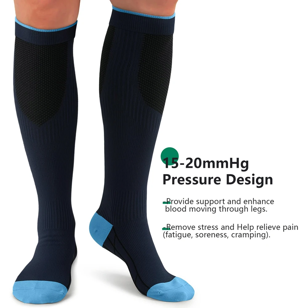 Unisex 20-30 MMHg Compression Socks for Optimal Circulation Support